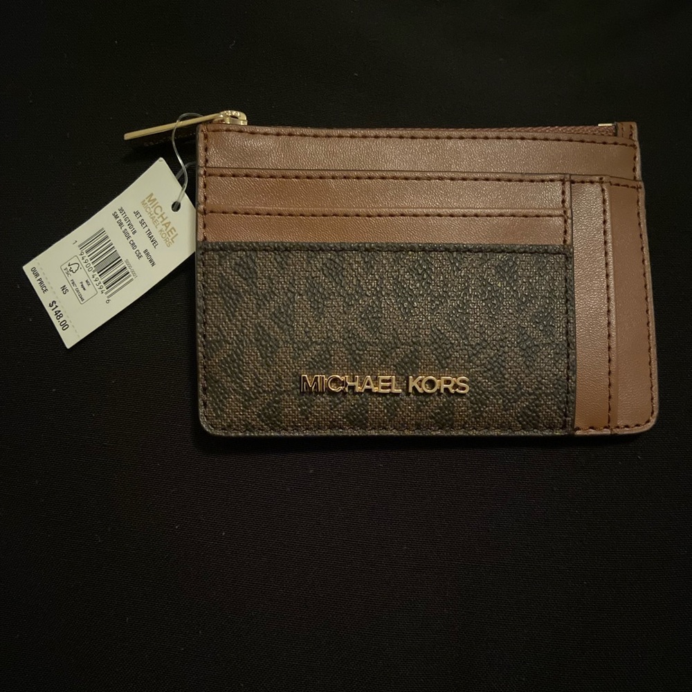 Michael Kors Jet Set Travel Small Double Side Card Case Brown